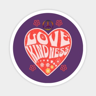 Hippie Style Peace, Love & Kindness Magnet